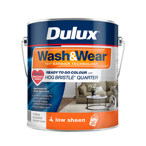 Dulux Wash&Wear 4L Hog Bristle Quarter Low Sheen Ready To Go Interior Paint