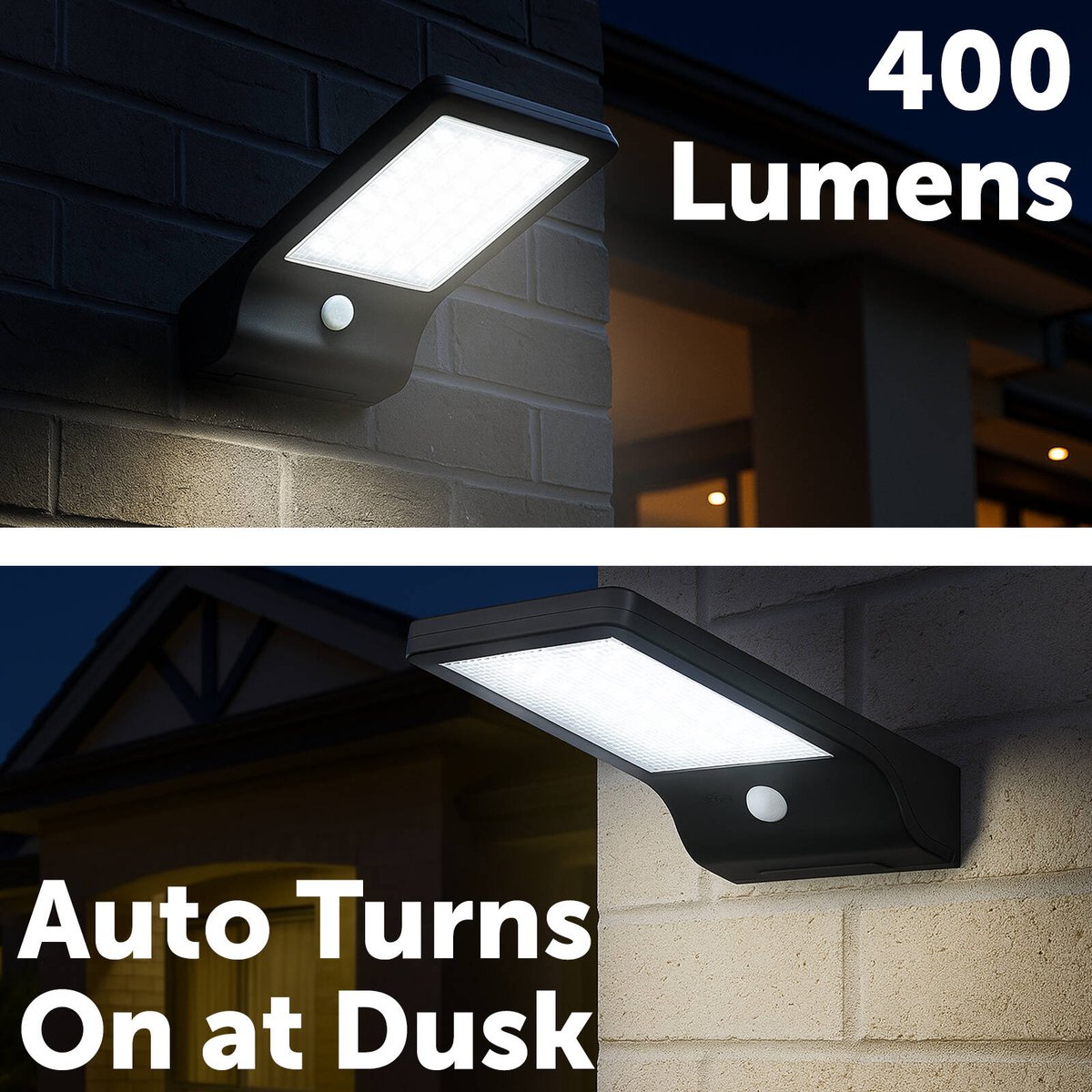 Arlec LVS661BK Ritter Sensor Solar Wall Light - 192mm - Black - Outdoor