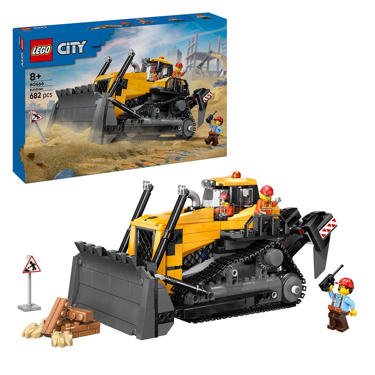 LEGO City Construction Vehicle Toy Yellow Bulldozer Building Kit 60466