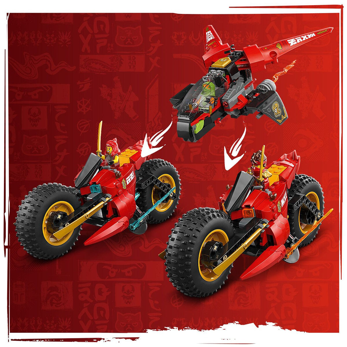 LEGO NINJAGO Ninja Combat Vehicle 71844 561-Piece Set with 6 Minifigures, Kai, Wyldfyre, Cole, Frak, 2 Villains, 24cm Long - SuperSaverAU - view 3