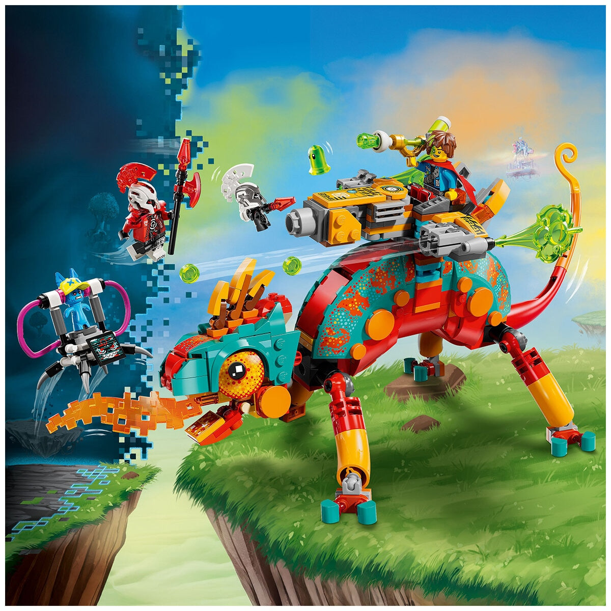 LEGO DREAMZzz Mateo's Fire Chameleon 71492 Building Set | 443 Pieces, Ages 7+ | Transformable Chameleon Toy with Blaster Turret, Jet, Mini Mech - SuperSaverAU - view 9