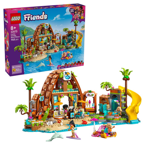 LEGO Friends Family Vacation Beach Resort 42673 | 1140 Pieces, Ages 8+ | Dolphin, Turtle, Water Sports, Ice Cream Stand, Slide, LEGO Builder App - SuperSaverAU - view 1