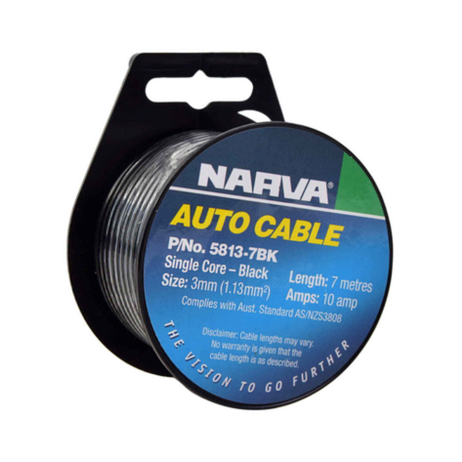 Narva 10A 3mm Single Core Cable, Copper, 7m, Black