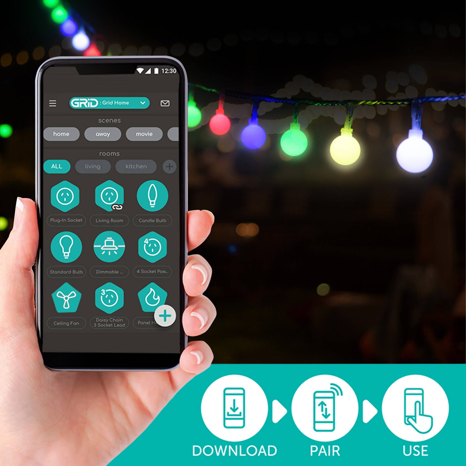 Arlec Grid Connect Smart 160 LED RGB Ball Lights LVE160HA