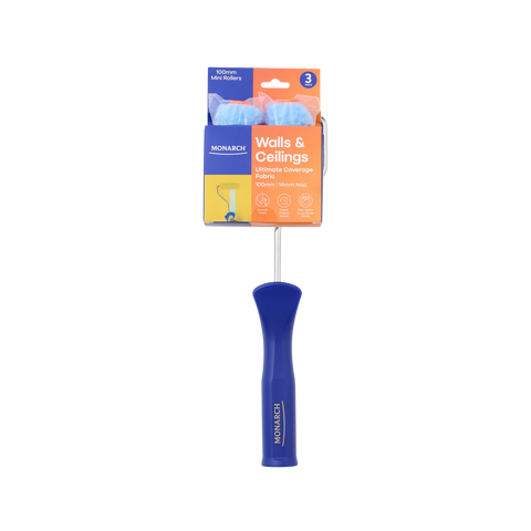 Monarch 100mm 14mm Nap Woven Polyester Walls & Ceilings Mini Rollers 3 Piece Kit