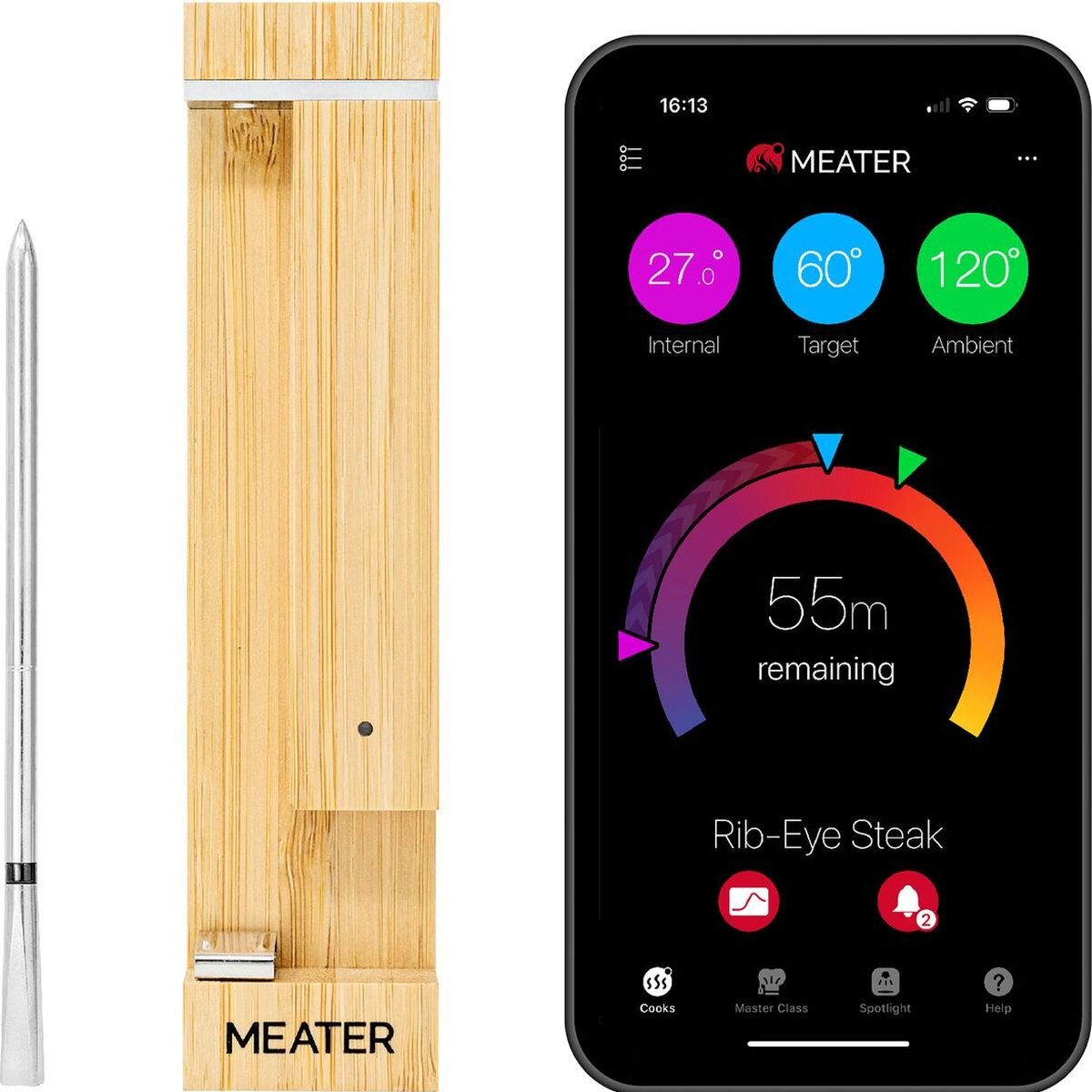 Meater Pro Duo Wireless Meat Thermometer - Two Probes - Bluetooth 5.2 - Stainless Steel - RTE-MT-MD201