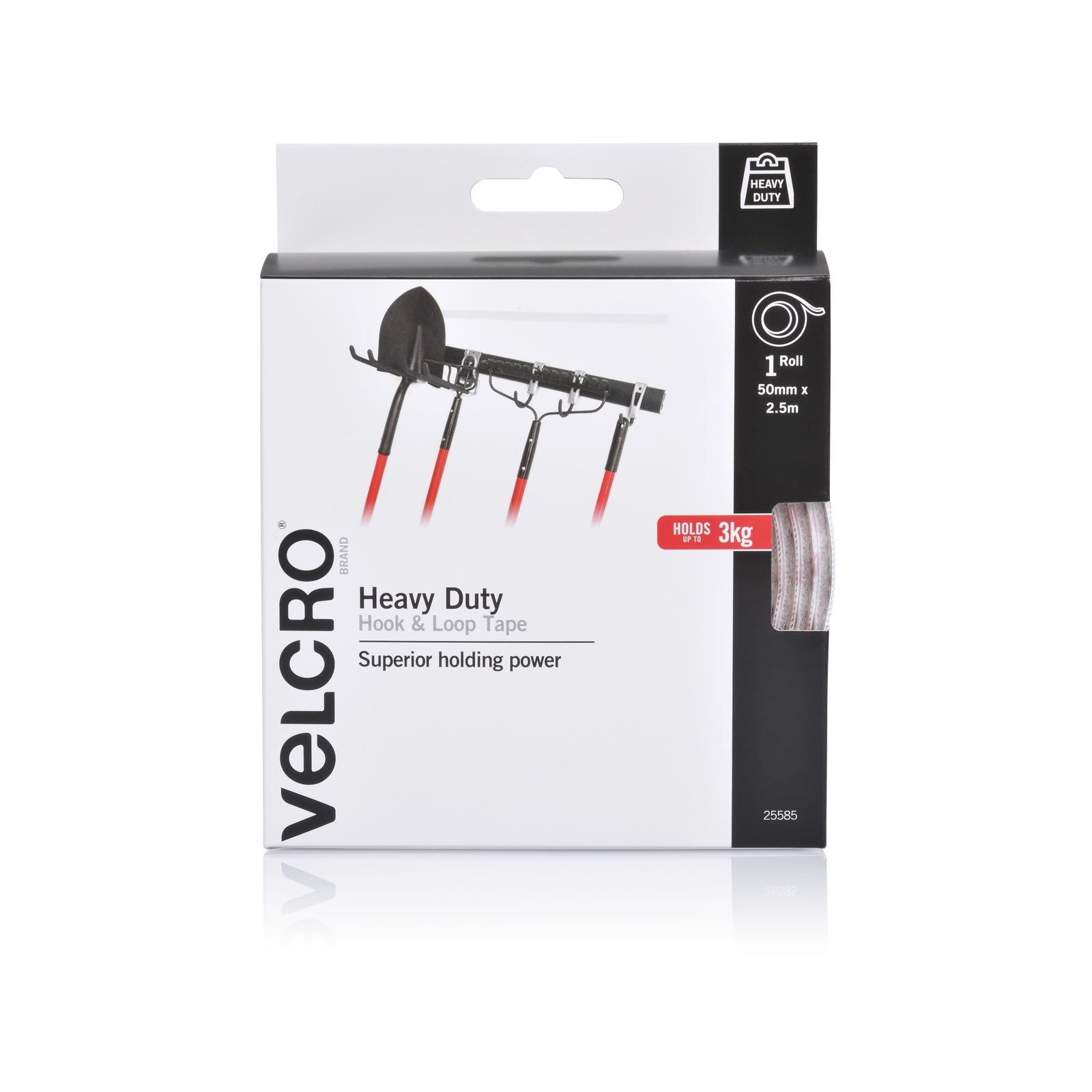 Velcro Brand Heavy Duty Stick On Tape, 50mm x 2.5m, White, Indoor