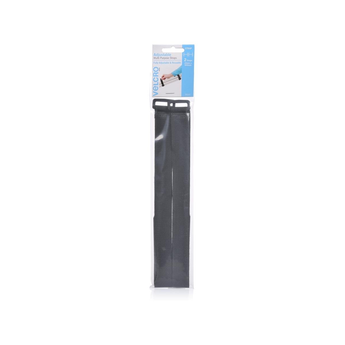 VELCRO Brand 900 x 25mm Black Hook and Loop Multi-Purpose Strap - 2 Pack
