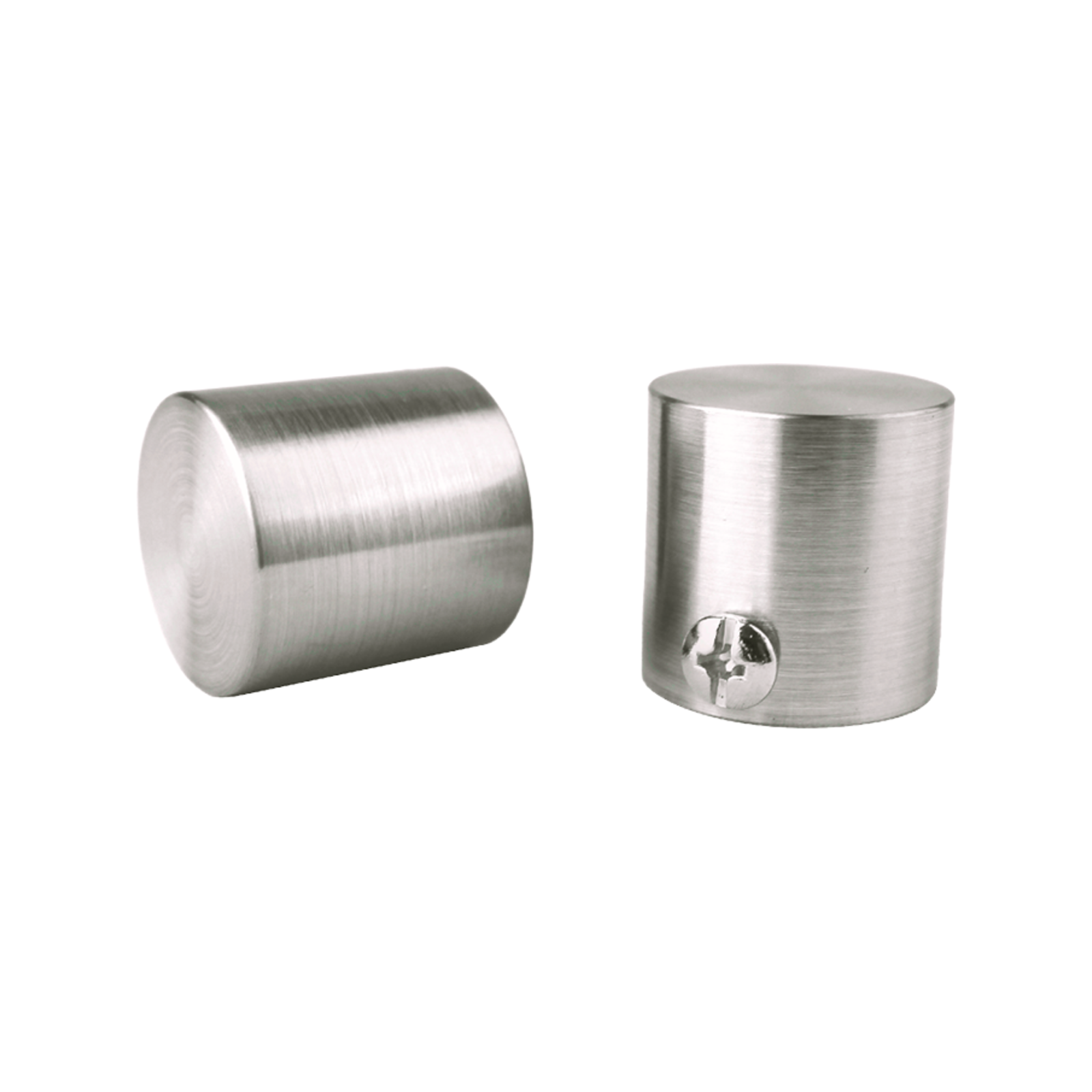 Pillar 16mm Brushed Chrome Aluminium Curtain Rod Finial Cap - 2 Pack