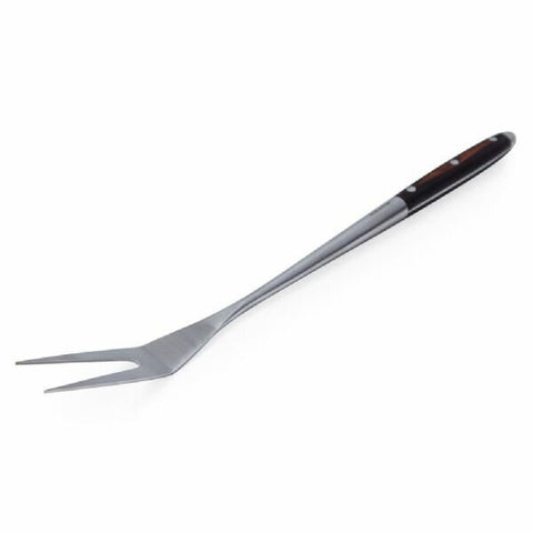 Bugatti 46cm BBQ Pakka serving fork - stainless steel and Pakka wood, chrome - dishwasher safe - ZM-08372