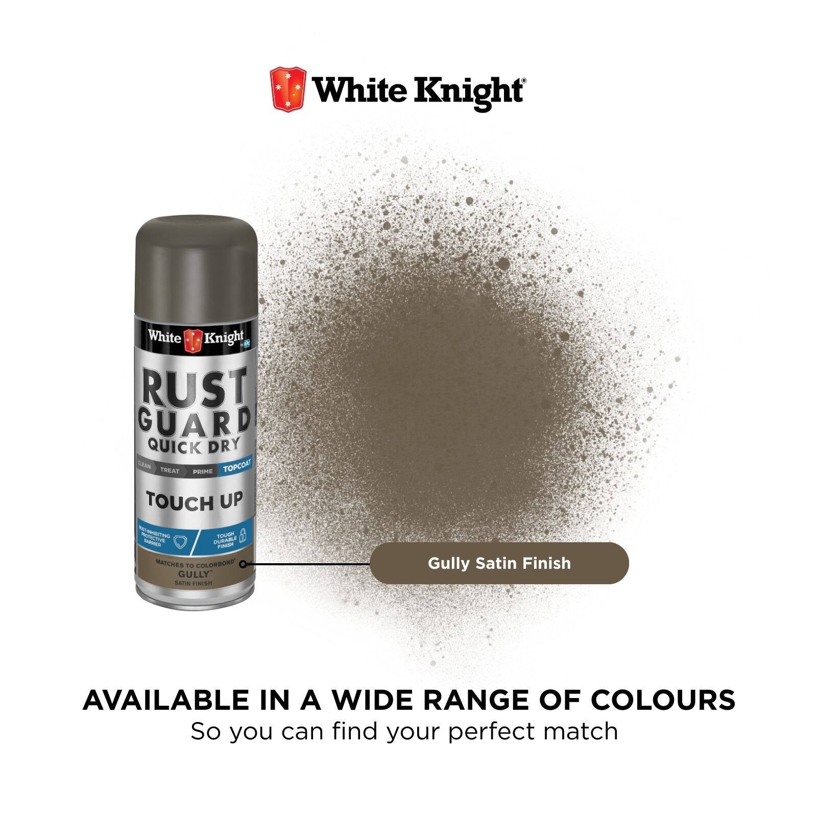 White Knight Rust Guard Gully Satin Touch Up Spray Paint 300g