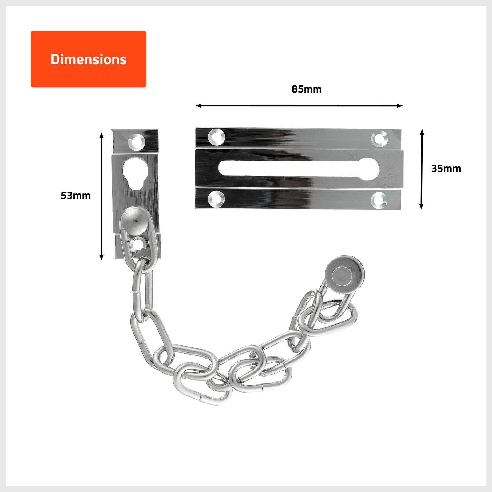 Taskmaster Chrome Plated Solid Brass Security Door Chain