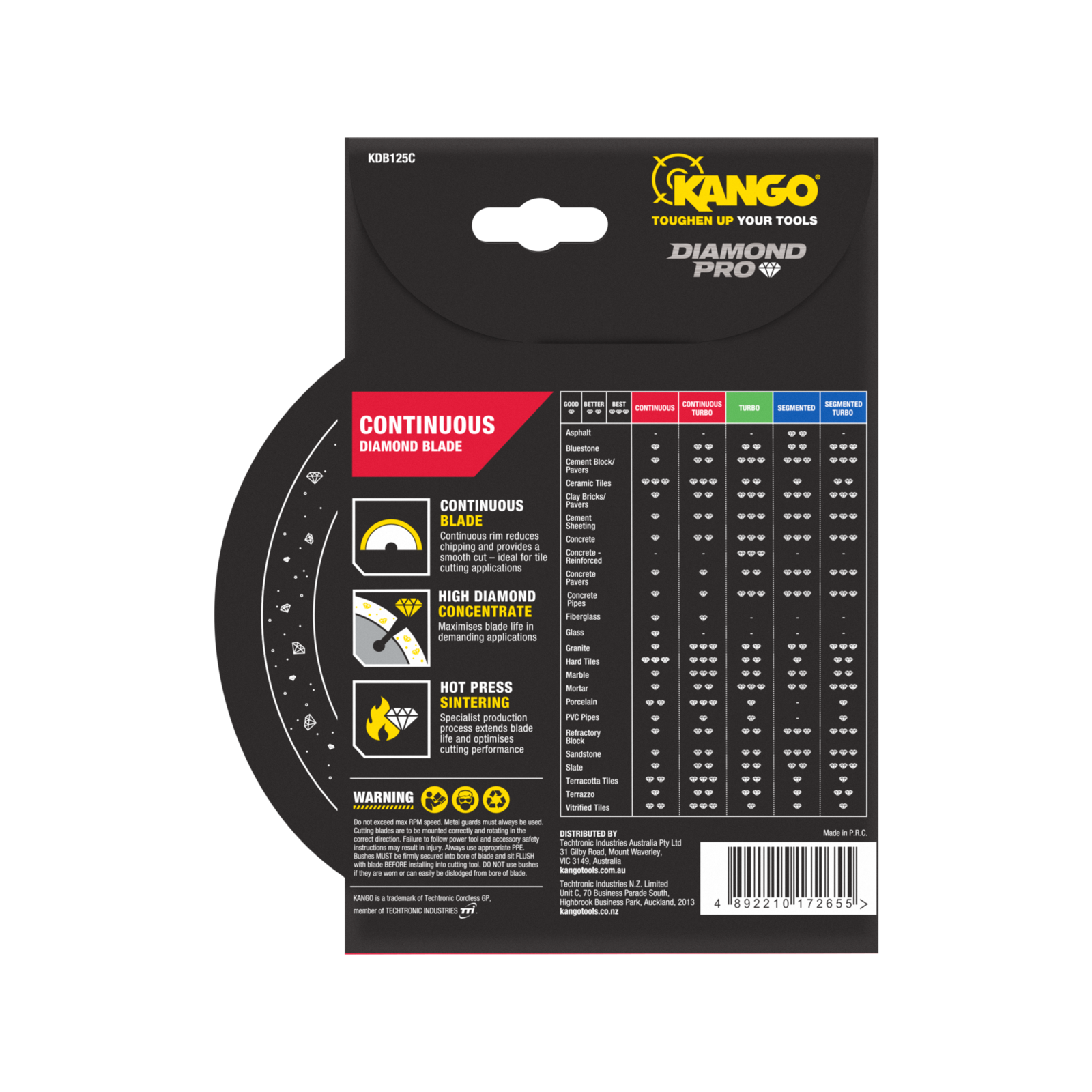 Kango 125mm Continuous Rim Diamond Saw Blade KDB125C