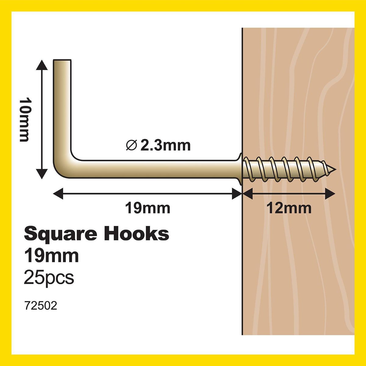 Everhang Square Hook - 19mm - Brass Plated - 25 Pack - SuperSaverAU - view 4