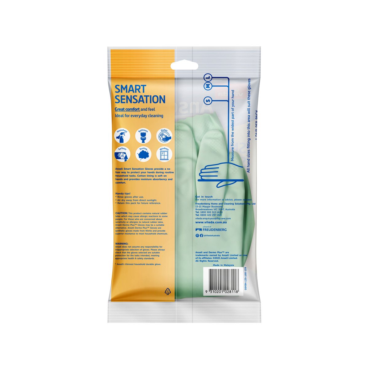 Vileda Ansell Smart Sensation Gloves - Small, Extra-Thin Reusable Gloves