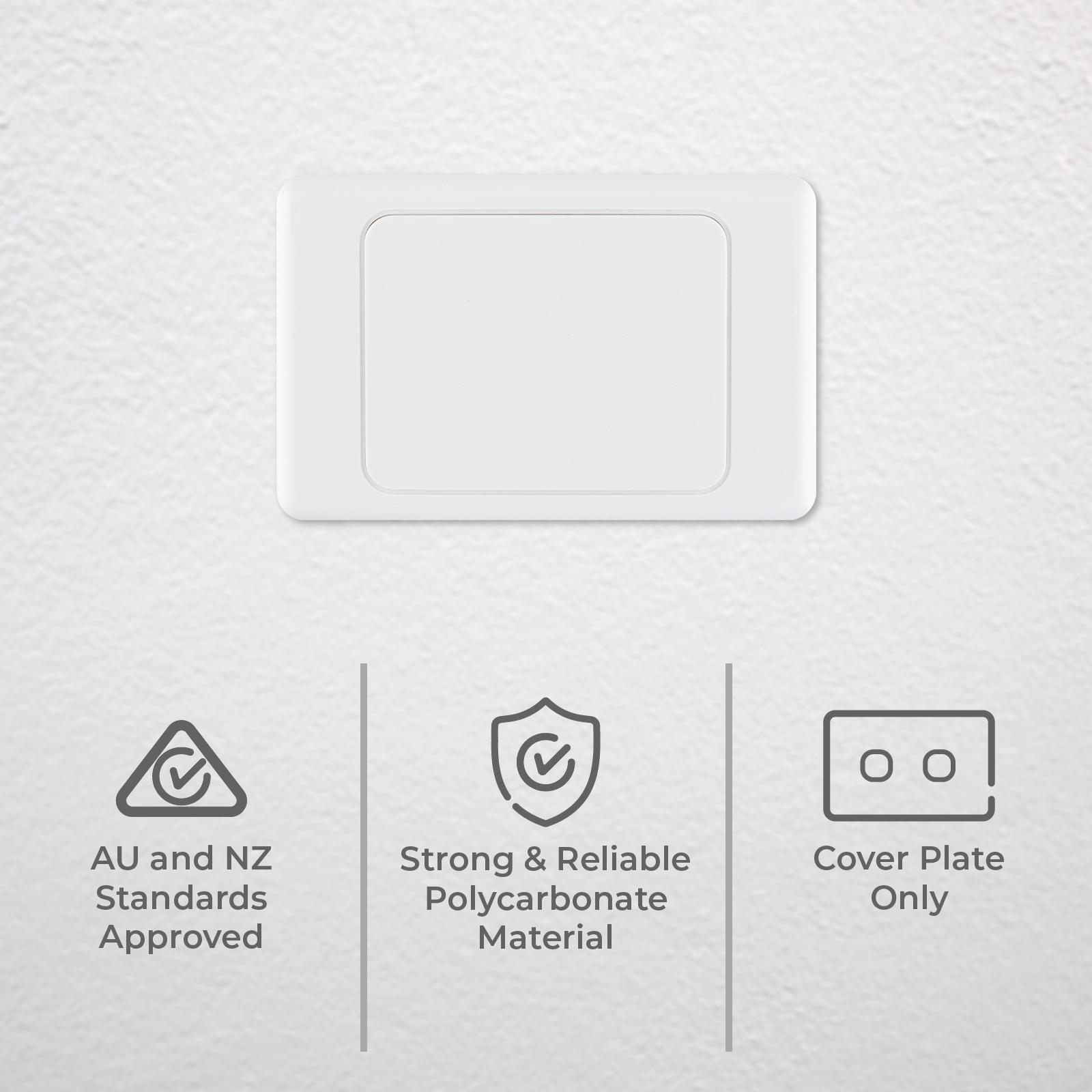 DETA Blank Wall Cover Plate - White Polycarbonate Standard Mounting