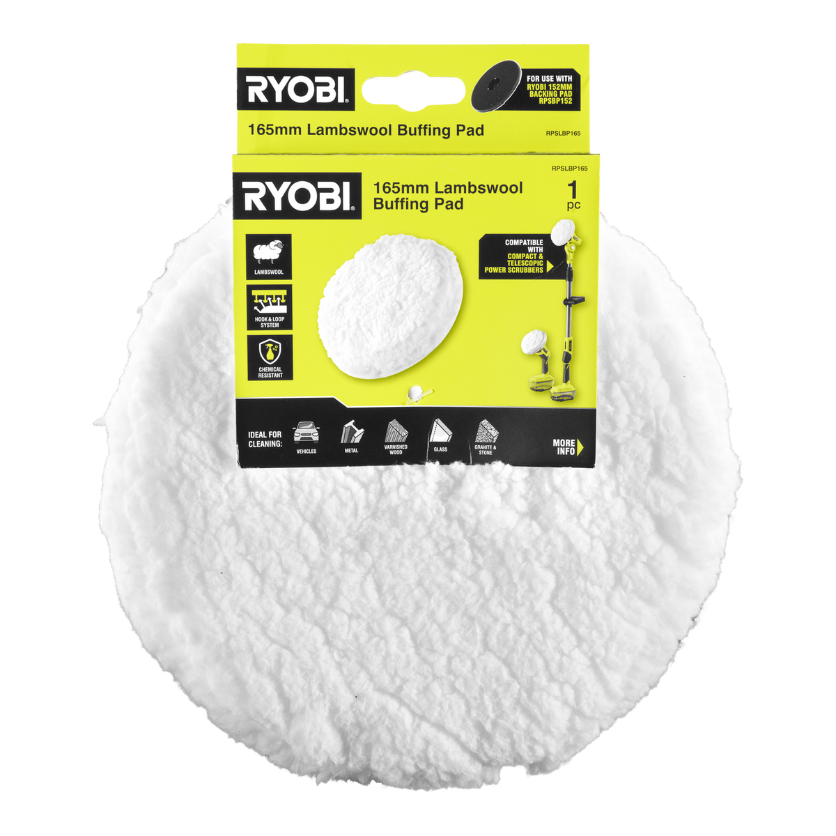 Ryobi Lambswool Buffing Pad 165mm Polishing Pad for Power Scrubbers