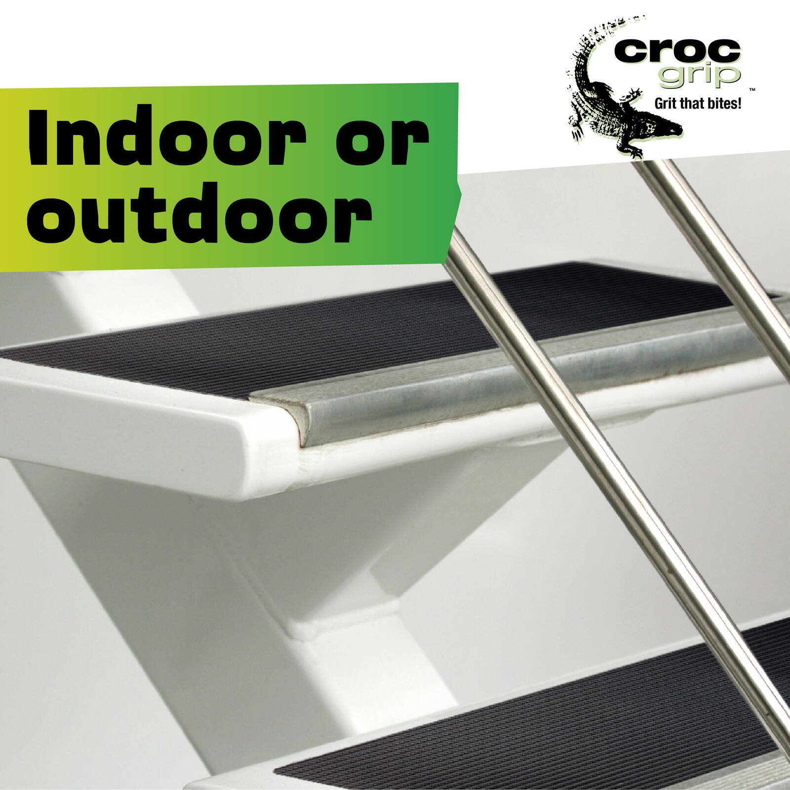Croc Grip 300 x 65mm Black Rubber Anti-Slip Steps, 2 Pack