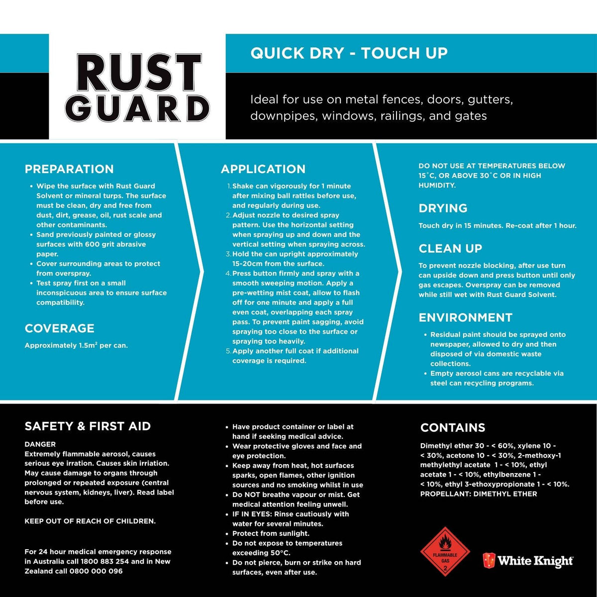 White Knight Rust Guard Headland Satin Touch Up Spray Paint 300g