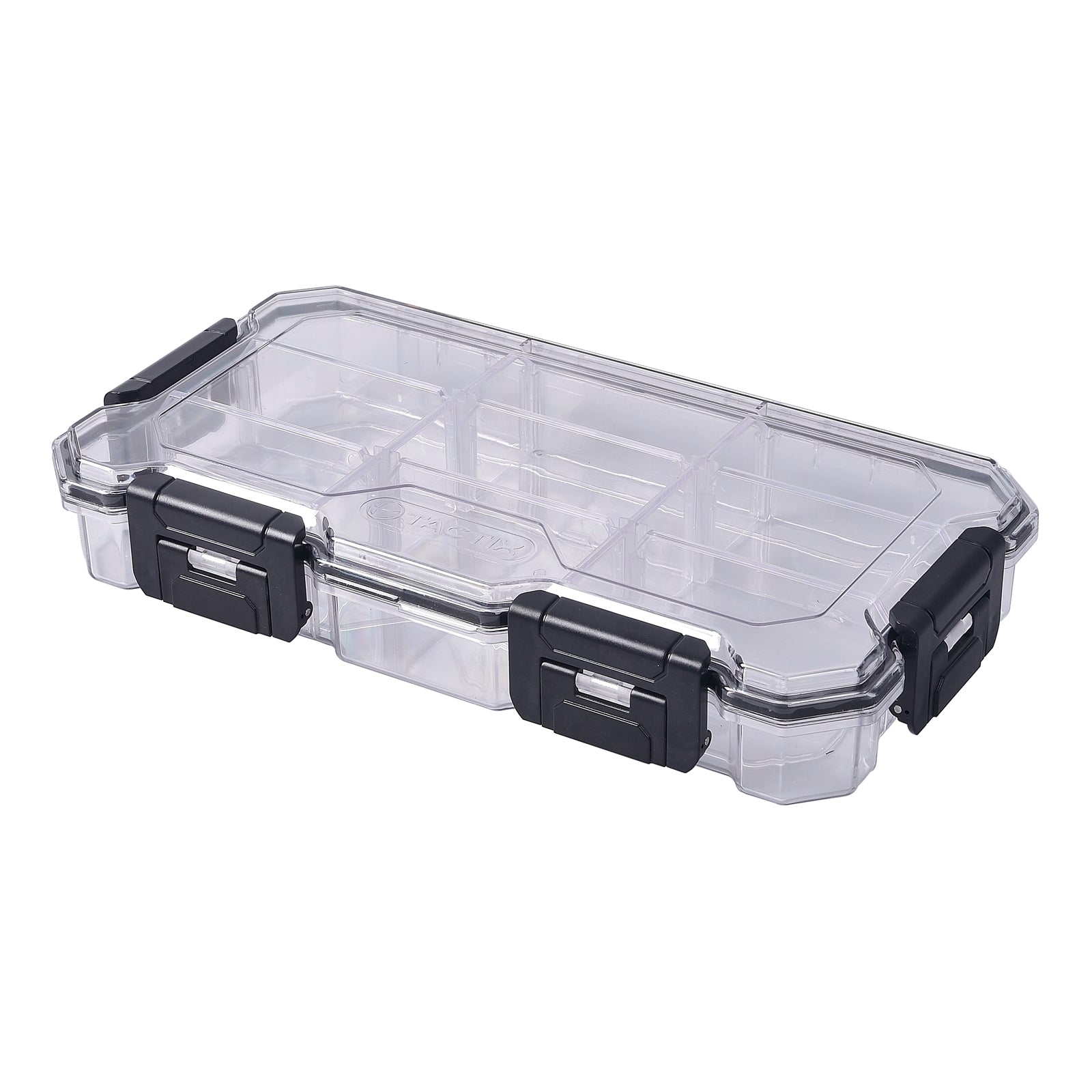 Tactix 9 Compartment Waterproof Storage Box - Large Clear Stackable Polycarbonate Organiser