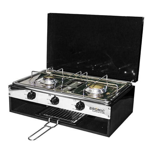 Bromic Camper-Lido Junior Deluxe 2 burner cooker with grill - LPG, flame failure, portable - 2020068