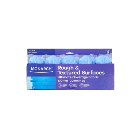 Monarch 100mm 20mm Nap Woven Polyester Rough & Textured Mini Rollers 5 Pack