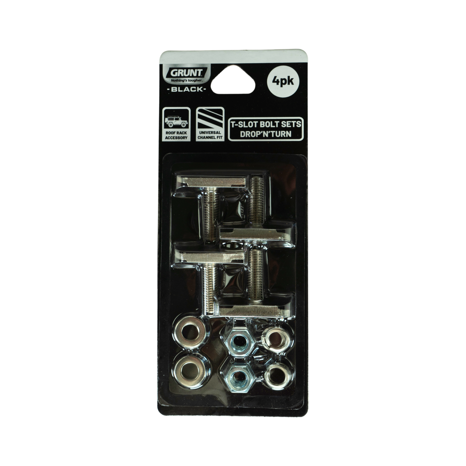 Grunt T-Slot Drop and Turn Bolt and Nut Set Universal - 4 Pack