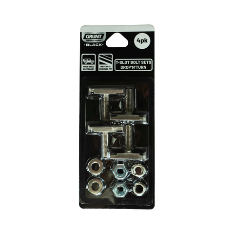 Grunt T-Slot Drop and Turn Bolt and Nut Set Universal - 4 Pack