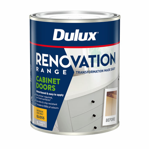 Dulux Renovation Range 1L White Gloss Cabinet Doors Water Based Tintable