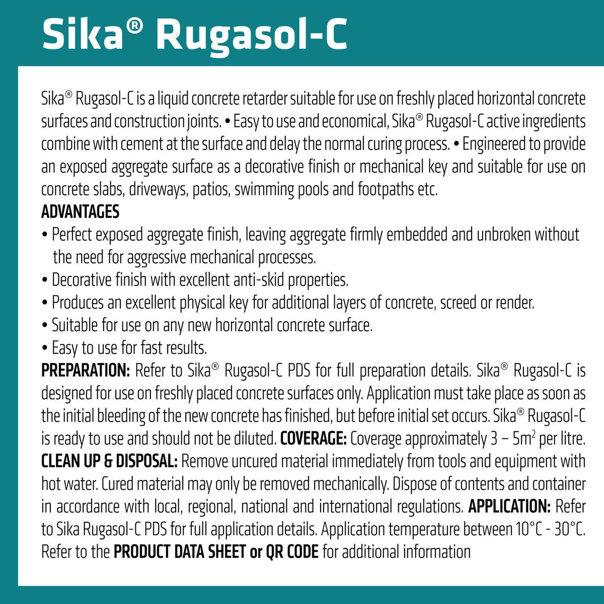 Sika Rugasol C Concrete Surface Retarder 10L