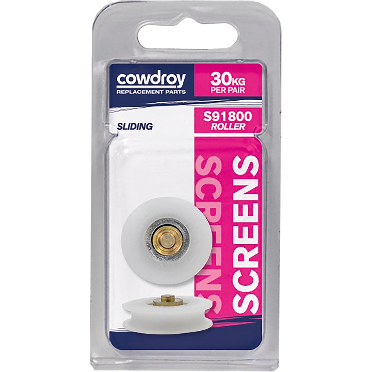 Cowdroy 29mm Nylon Security Flyscreen Track Wheel - White 2 Pack