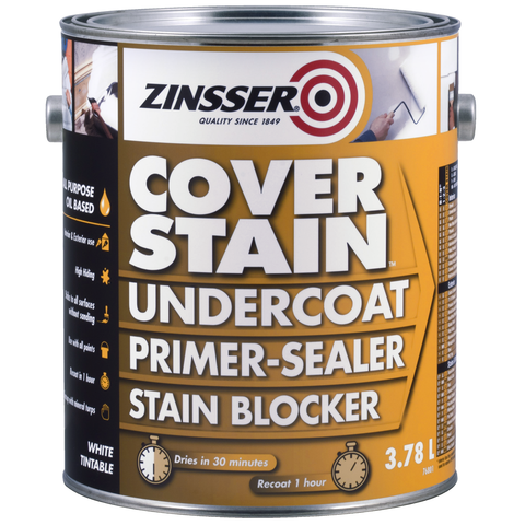 Zinsser Coverstain Primer Sealer 3.78L Oil-Based Stain Blocker White - SuperSaverAU - view 1