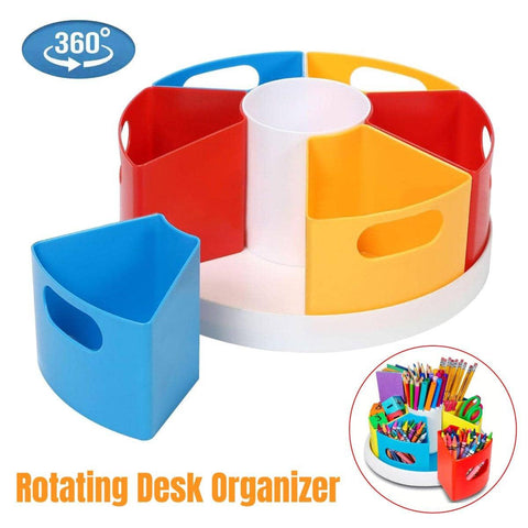 360 Degree Rotating Pen Holder Desk Organiser with Six Compartments