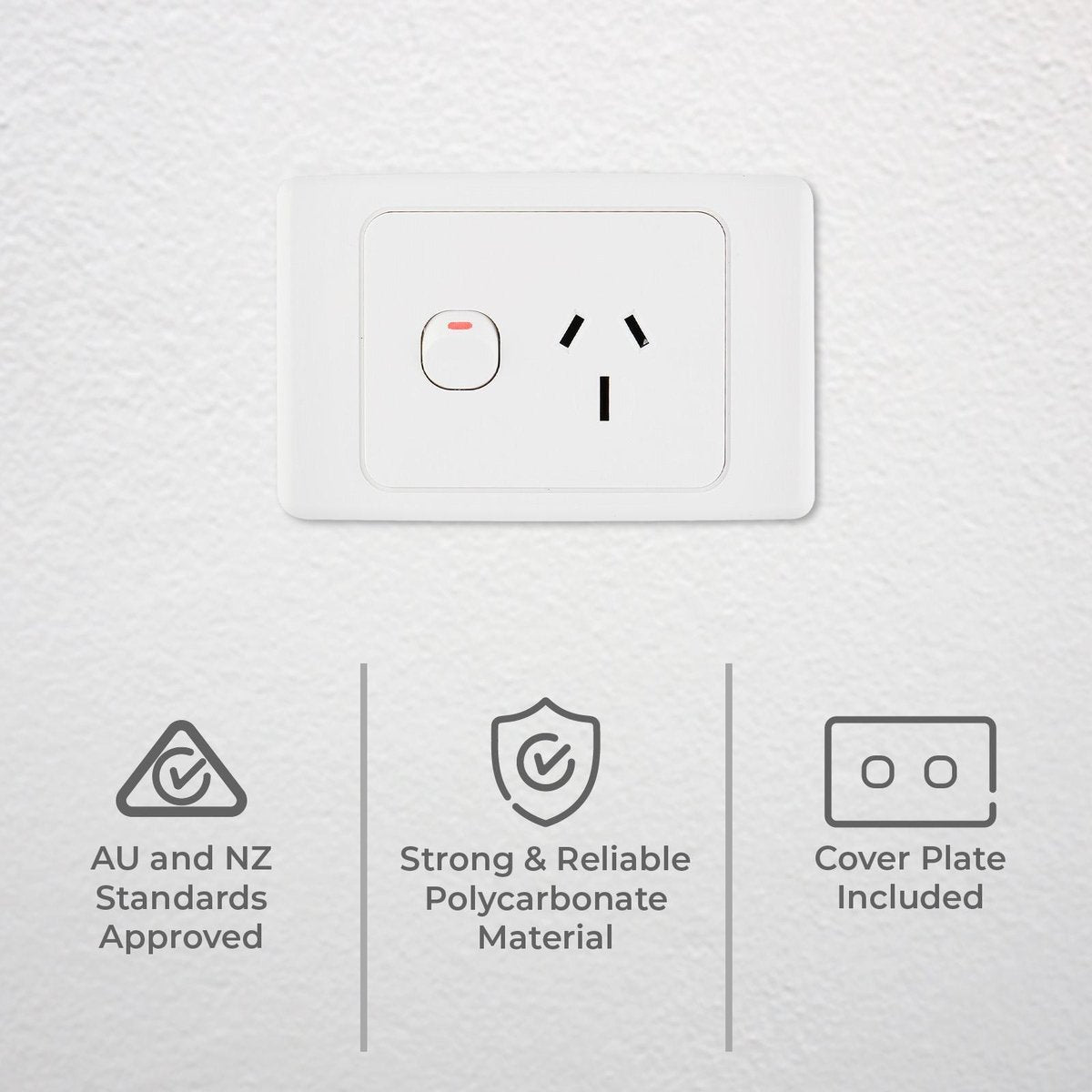 DETA 15A Single Power Point White Polycarbonate 250V Heavy Duty Outlet