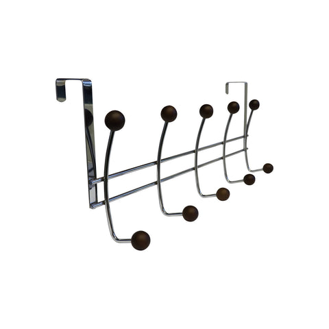 Adoored 10 Hook Over-The-Door Ball Deco Hook Rack Steel - Polished Chrome