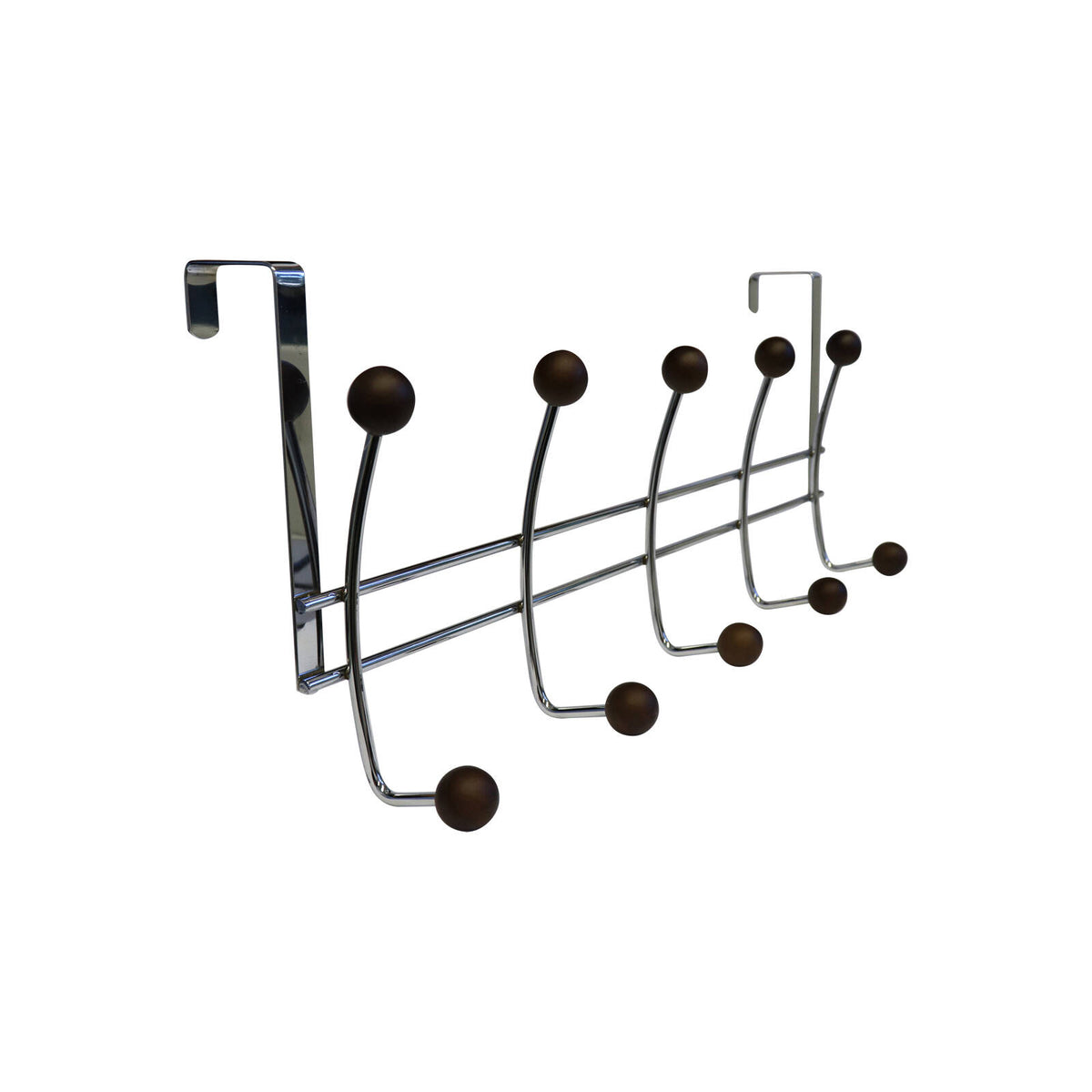 Adoored 10 Hook Over-The-Door Ball Deco Hook Rack Steel - Polished Chrome