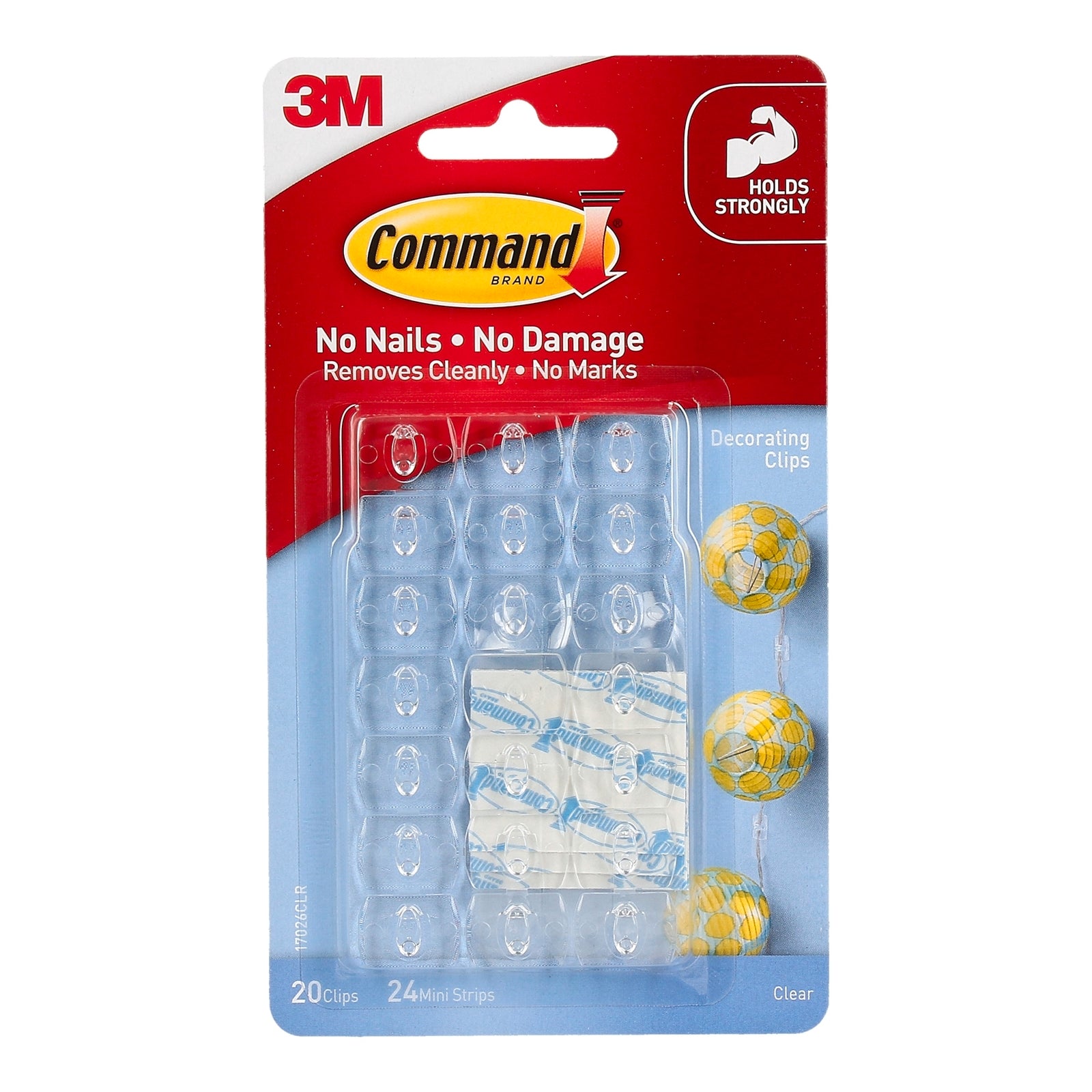 Command Clear Adhesive Decorating Clips - 20 Pack, Damage-Free