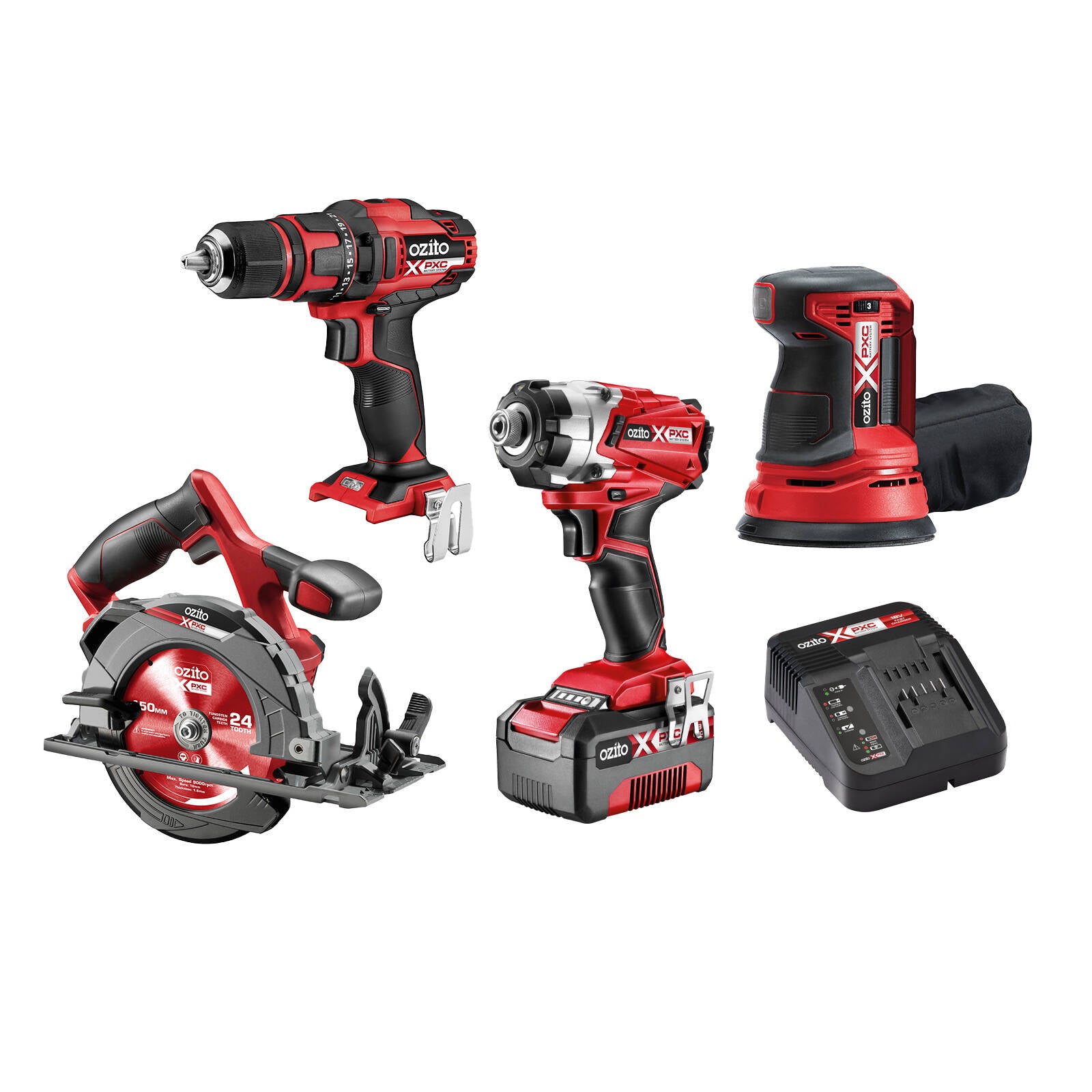 Ozito PXC 18V Cordless 4 Piece Kit P4K-400 with 4.0Ah Battery & Charger
