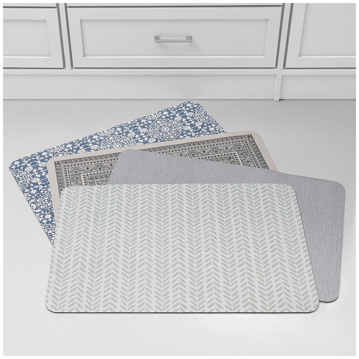 Creative Home Ideas Multi-Purpose Kitchen Mat Large And Small Pack 4 Piece Blue - SuperSaverAU - view 5