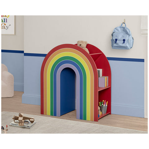 Delta Children Rainbow Bookcase - Sturdy Wood Construction, 4 Tiers, Colorful Finish - SuperSaverAU - view 1
