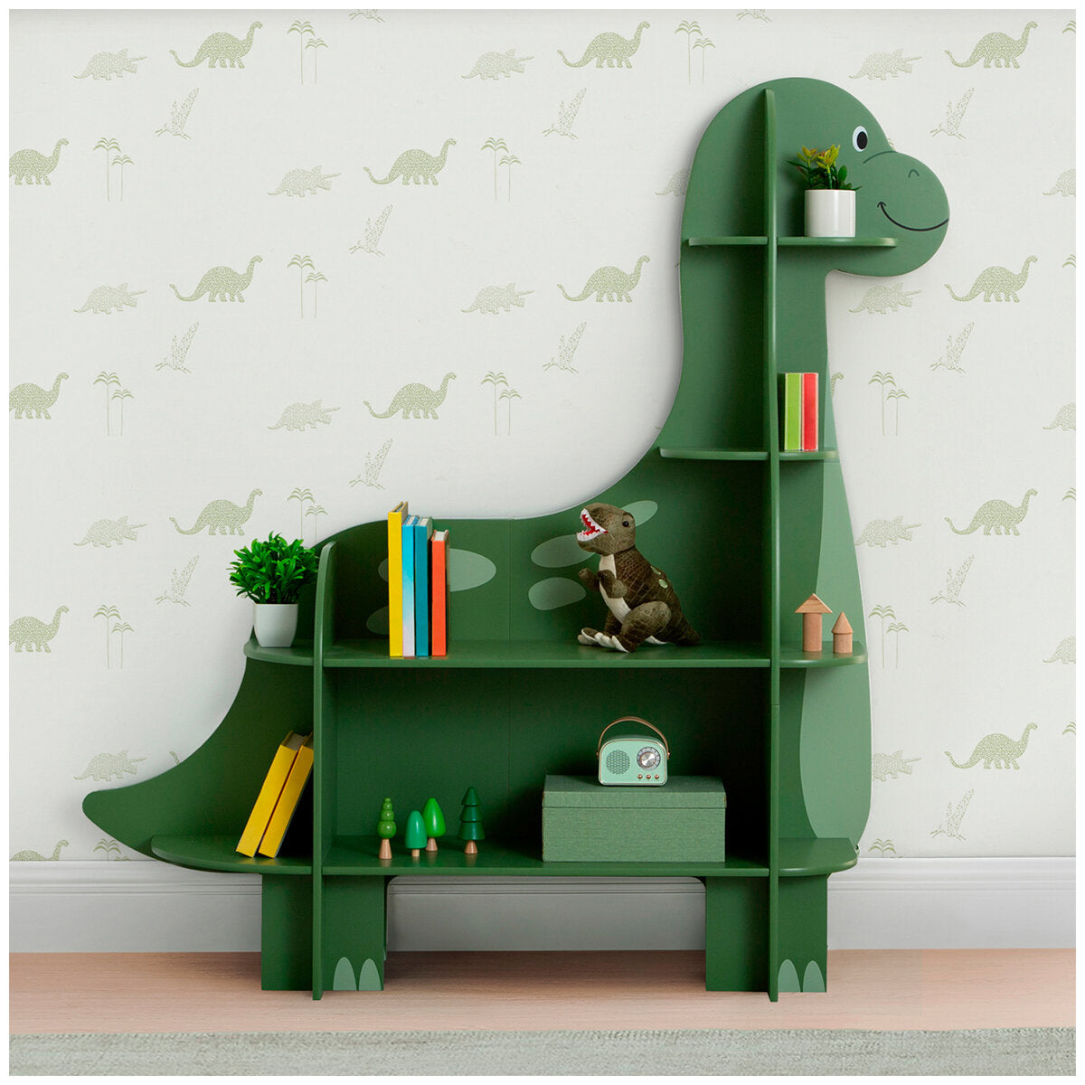 Delta Children Dinosaur Bookcase with Multiple Shelf Sizes, GREENGUARD Gold Certified, Safety Anchor Included - SuperSaverAU - view 1