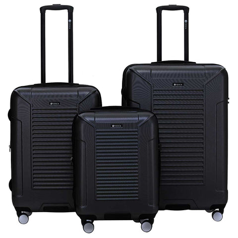 Tosca Matrix Range 3 Piece Luggage Set Black | Polycarbonate Shell, Expander Function, TSA Lock, 10-Year Warranty - SuperSaverAU - view 1