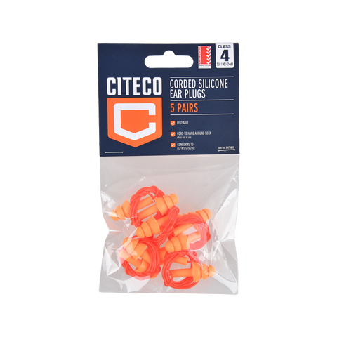 Citeco Class 4 PU Corded Ear Plugs - 5 Pack