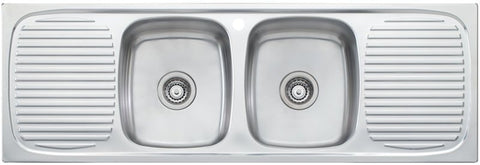 Oliveri Ultraform Double Bowl Topmount Sink - Double Drainer, 304 Stainless Steel - UF13D