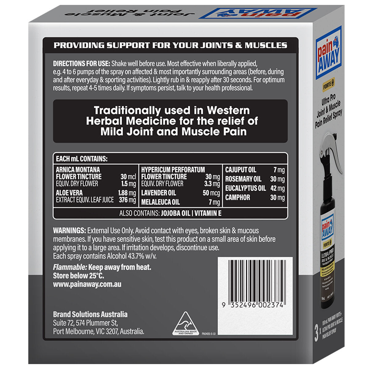 Pain Away Forte+ Joint And Muscle Spray 3 x 100ml