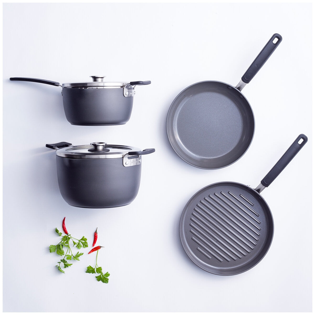GreenPan Stackables Cookware Set 6 Piece, Diamond Infused Ceramic Nonstick, PFAS-Free, Scratch Resistant, Oven Safe - SuperSaverAU - view 1
