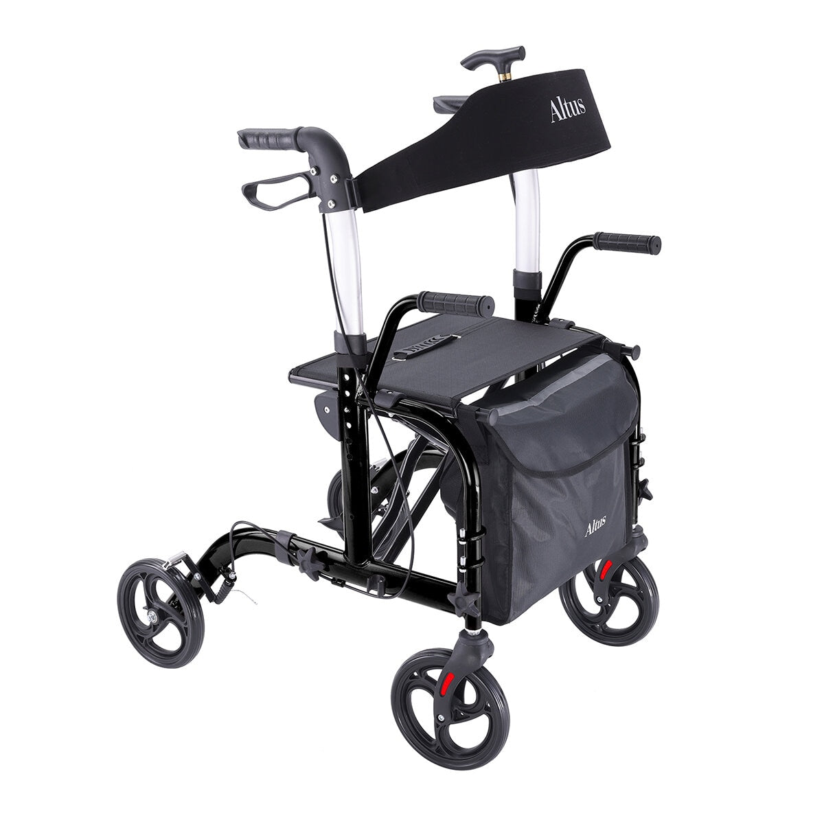 Altus 2-in-1 Mobility Rollator & Transit Wheelchair Black, 136kg Capacity, Foldable - SuperSaverAU - view 2