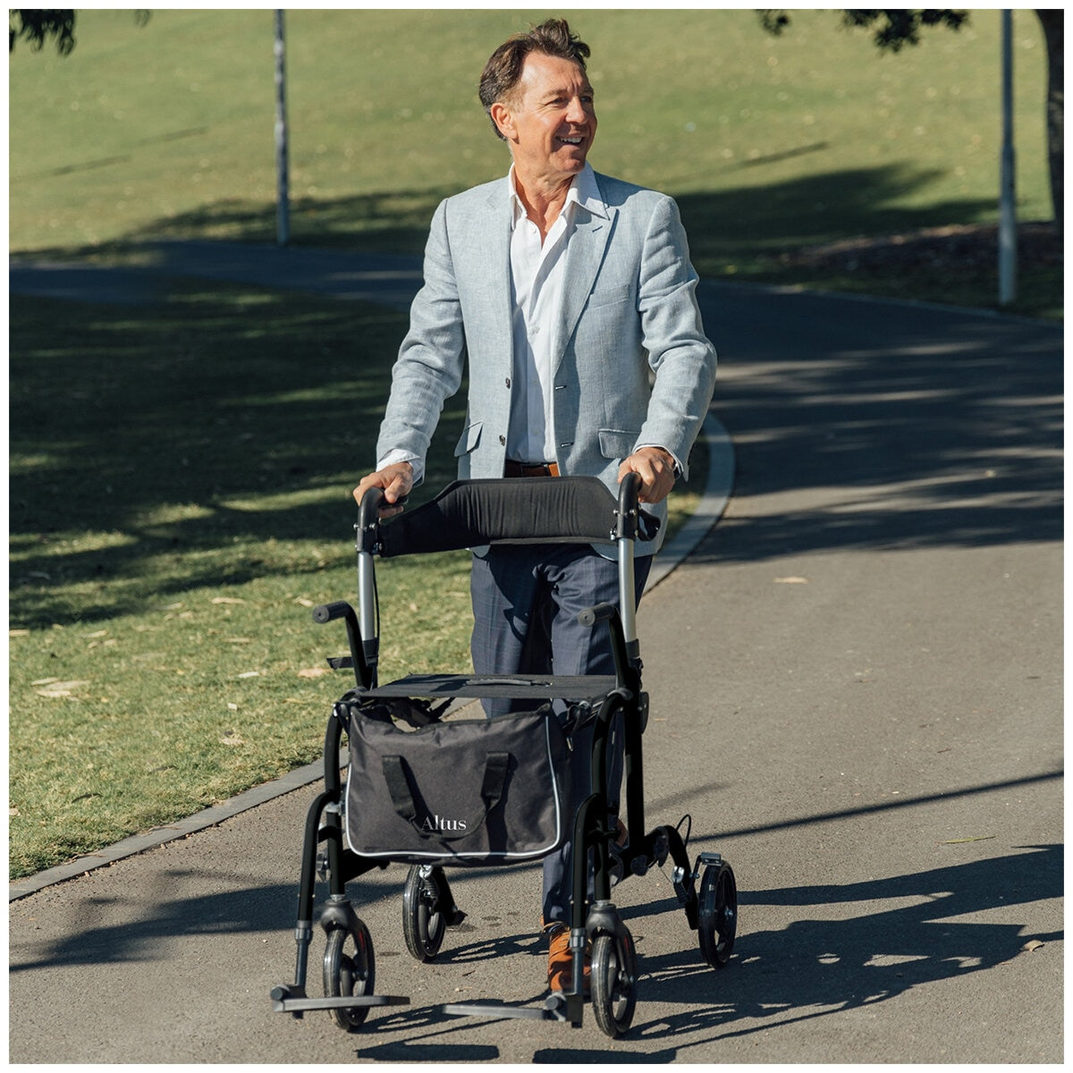 Altus 2-in-1 Mobility Rollator & Transit Wheelchair Black, 136kg Capacity, Foldable - SuperSaverAU - view 8