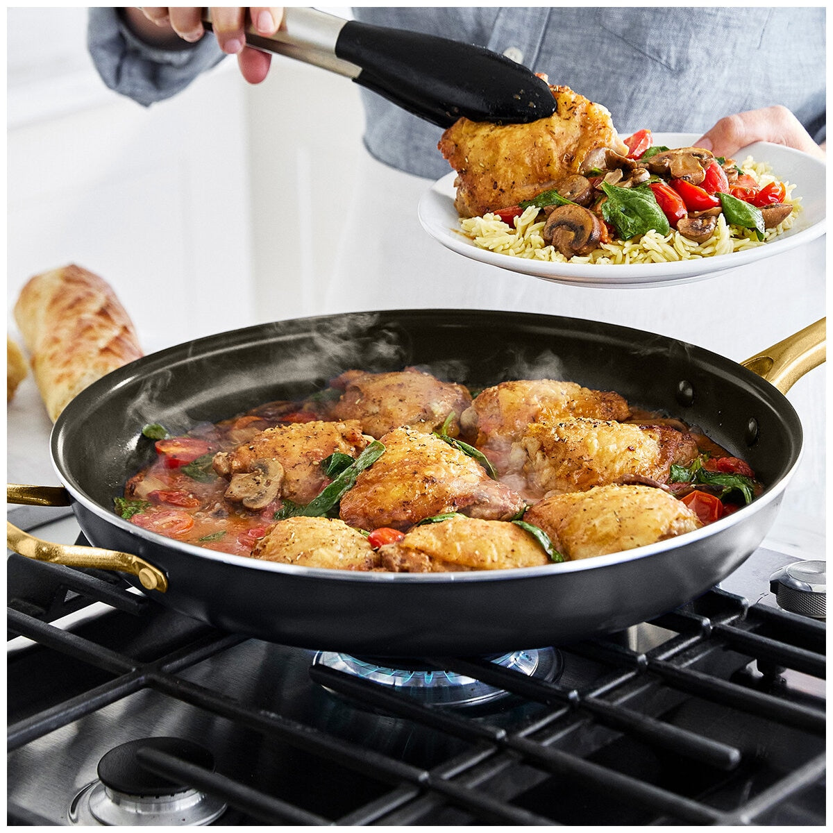 Blue Diamond Family Frypan 34cm - Toxin-Free Ceramic Nonstick Cookware with Diamond-Infused Coating, Oven Safe, Induction Compatible - SuperSaverAU - view 5