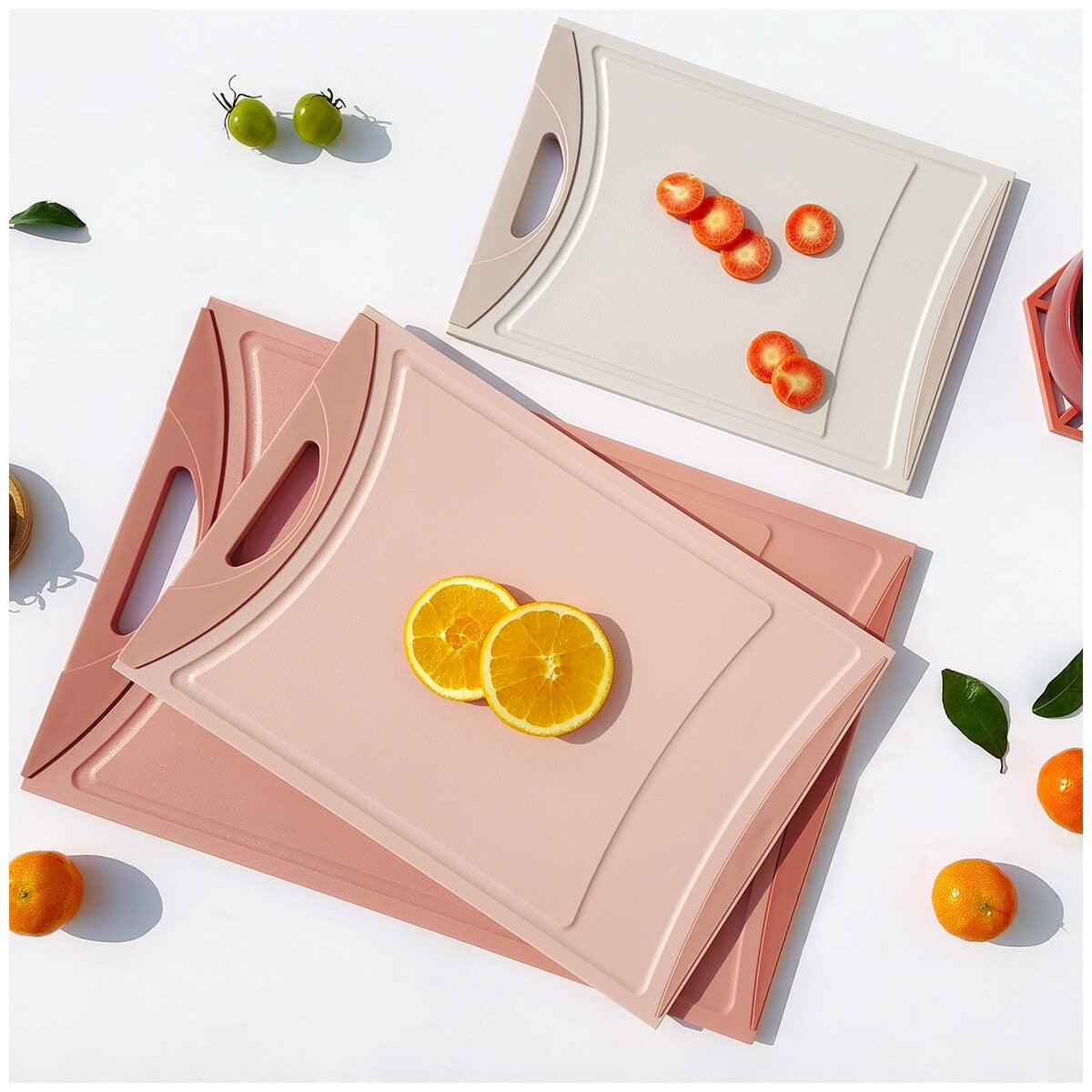 Neoflam 3-Piece Cutting Board Set Rose Pink BPA Free Non-Slip Dishwasher Safe Large Medium Small Sizes Juice Groove Easy Cleaning - SuperSaverAU - view 5